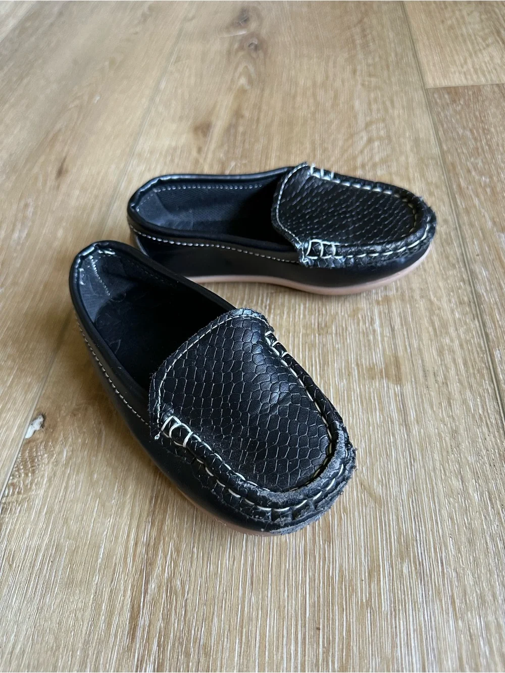 Black Kids Moccasin Slip-On Loafers
